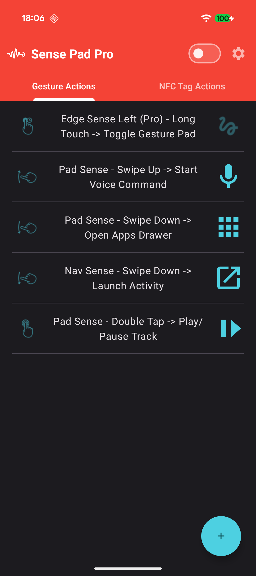 Gesture Actions list
